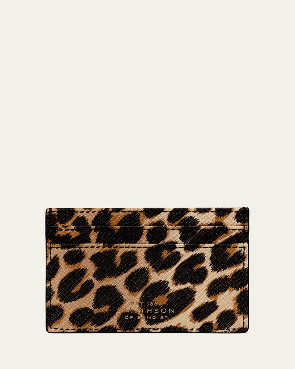 Panama Leopard-Printed Leather Card Holder